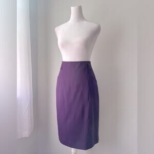 Vintage ‘90s Paul Stanley 100% Pure Wool Purple Knee Length Pencil Skirt
